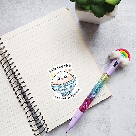 Pass the Rice Vinyl Sticker: Kawaii Foodie Decal - Etsy