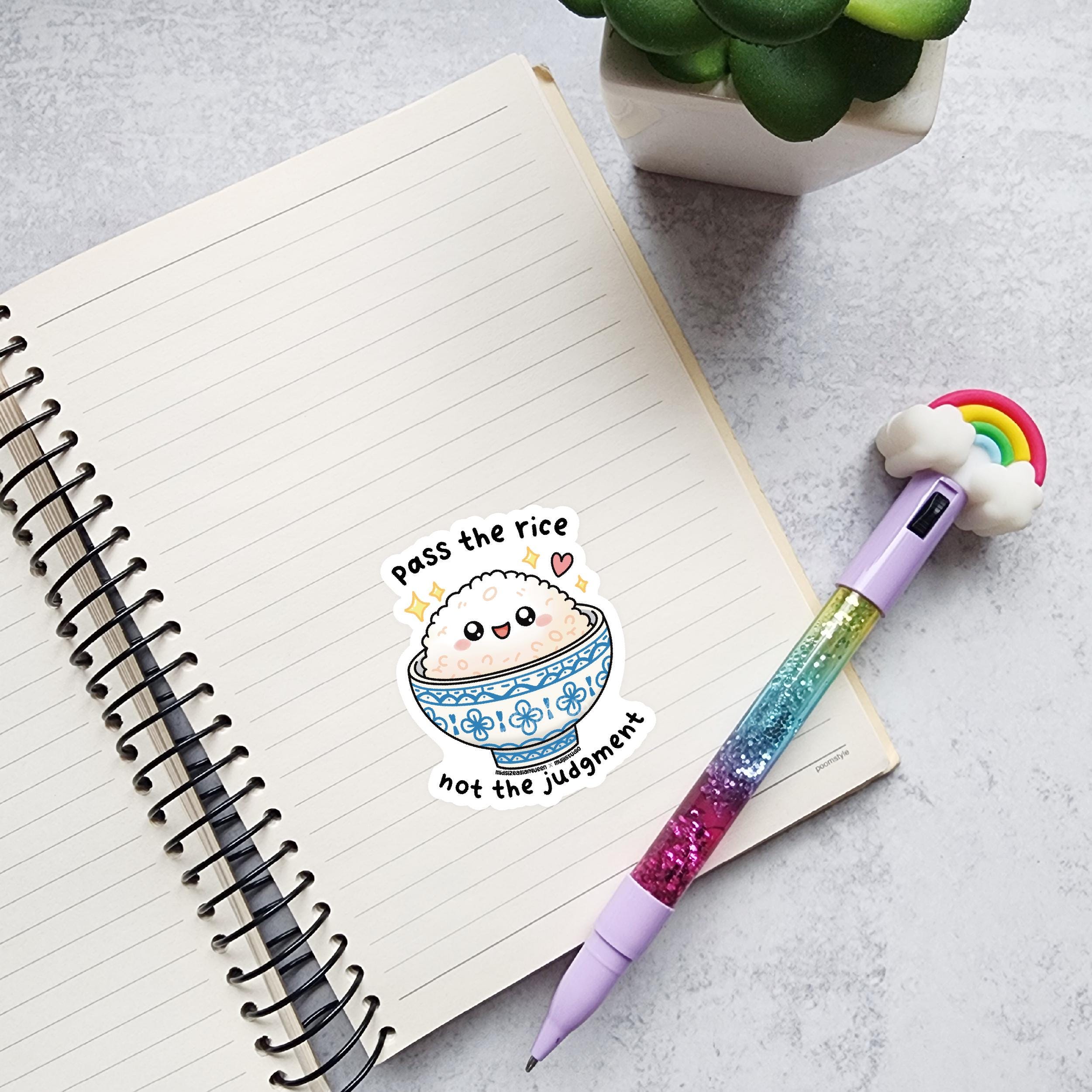 Pass the Rice Vinyl Sticker: Kawaii Foodie Decal - Etsy