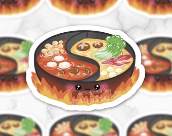 Hot Pot Vinyl Sticker: Asian Food Illustration, Foodie Gift