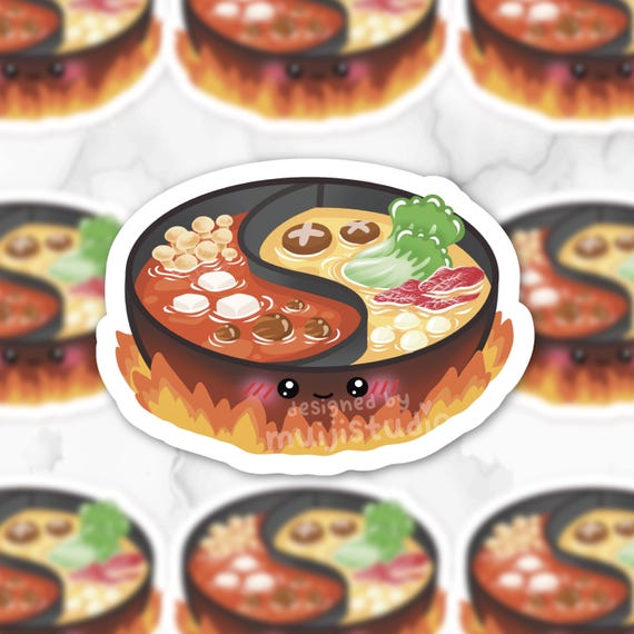 Hot Pot Vinyl Sticker: Asian Food Illustration, Foodie Gift