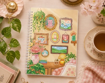 Cozy Gallery Reusable Sticker Book, A5 Sticker Storage Album, Reusable Sticker Collector Book, Kawaii Stationery, Sticker Organization