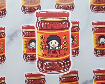 Lao Ma Zi Spicy Chili Crisp sticker, Chinese mom sticker, mom sticker, funny sticker, kawaii sticker, Chinese Food sticker, Cantonese