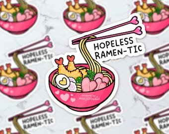 Hopeless Ramen-tic Sticker: Heart Noodles, Tempura Shrimp - Foodie Art