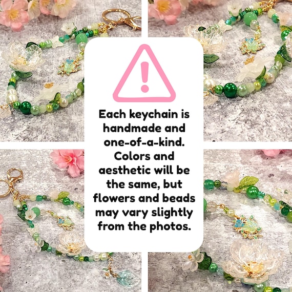 Zayne Inspired Floral Phone Charm, Green White Pearl Keychain
