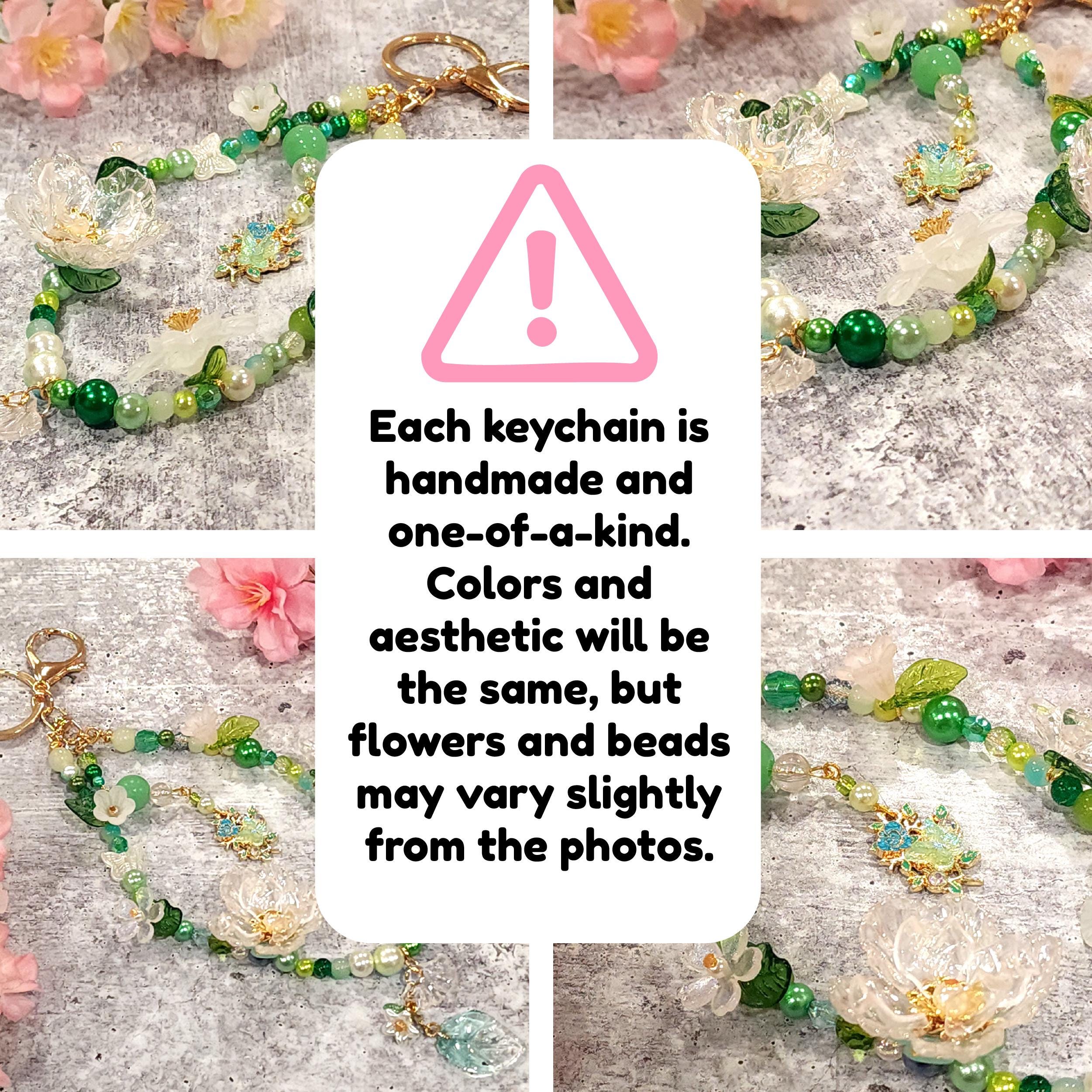 Zayne Inspired Floral Phone Charm, Green White Pearl Keychain