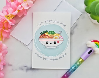 Udon Noodle Greeting Card: Kawaii Foodie Gift