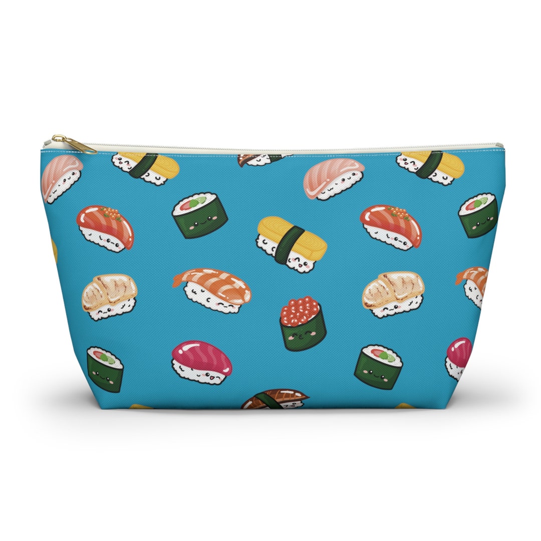 Bolsa de accesorios turquesa para amantes del sushi, bolsa para