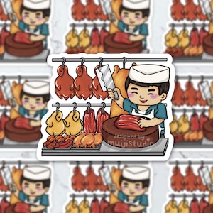 Chinese BBQ Butcher Vinyl Sticker, Chinese BBQ sticker, Chinese Food, Nostalgic Chinatown, Chinatown sticker, Funny sticker, Vinyl sticker