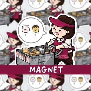 Dim Sum Cart Lady Refrigerator Magnet, Dim Sum gift, Foodie Gift, Funny magnet, Cute kitchen decor, Kawaii gifts, Cute fridge magnet, Dimsum