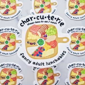 Charcuterie Board Sticker, charcuterie lover, cheese board, cheese lover, funny sticker, foodie gift, vinyl sticker, laptop sticker