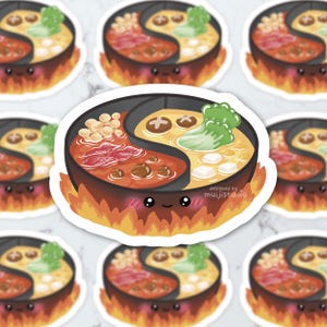 Sticker pour fondue, amateur de fondue, nabe, illustration de cuisine asiatique, sticker nourriture, sticker vinyle, sticker pour ordinateur portable, sticker bouteille d'eau, cadeau gourmand