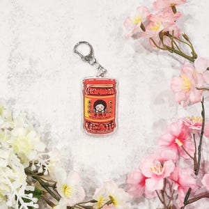 Lao Ma Zi Spicy Chili Crisp Acrylic Keychain, Cute keychain hot sauce lover chili oil lover, Asian foodie gift, cute keychain, food keychain