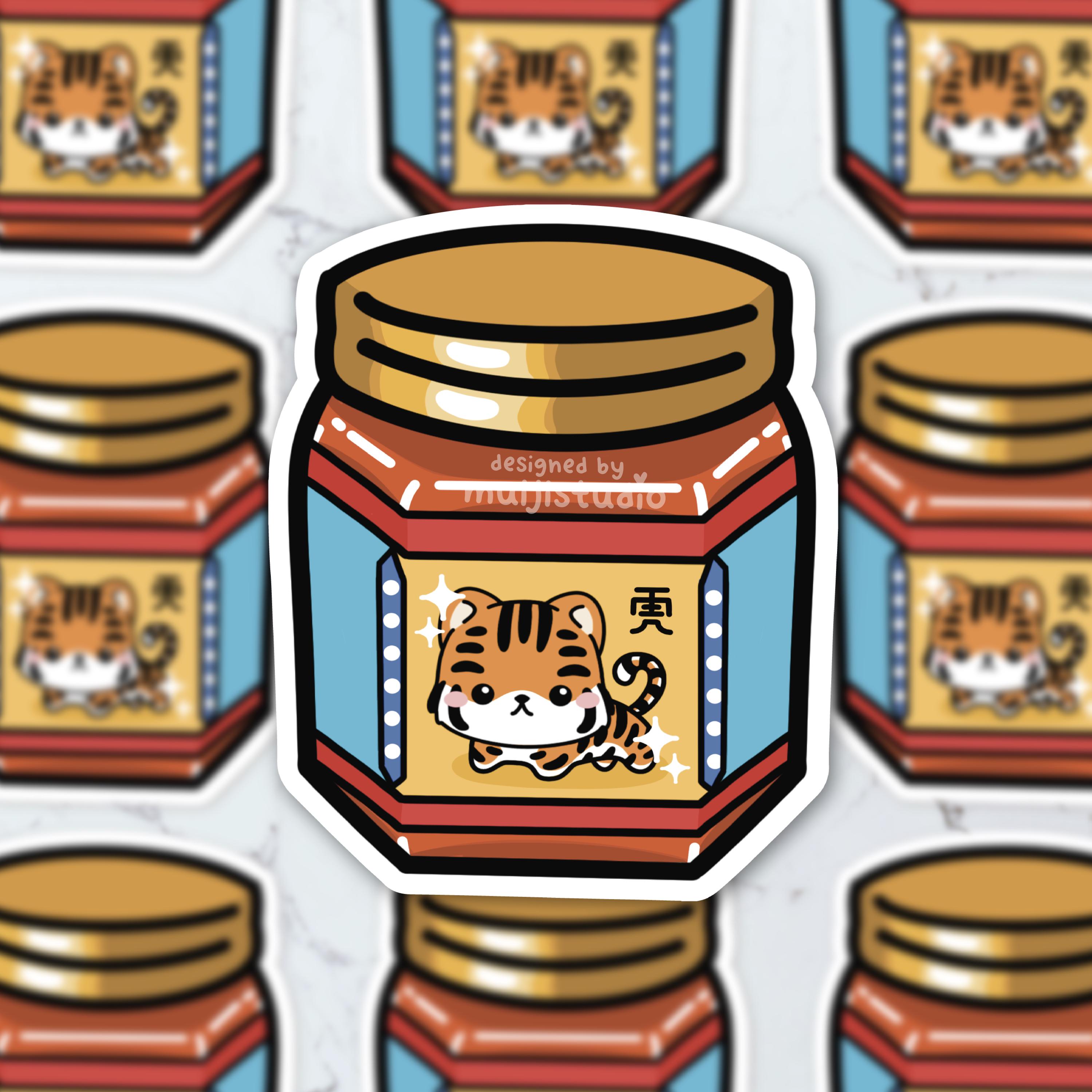 Tiger Balm Oil Jar Sticker: Nostalgic Chinese Medicine Vinyl Decal