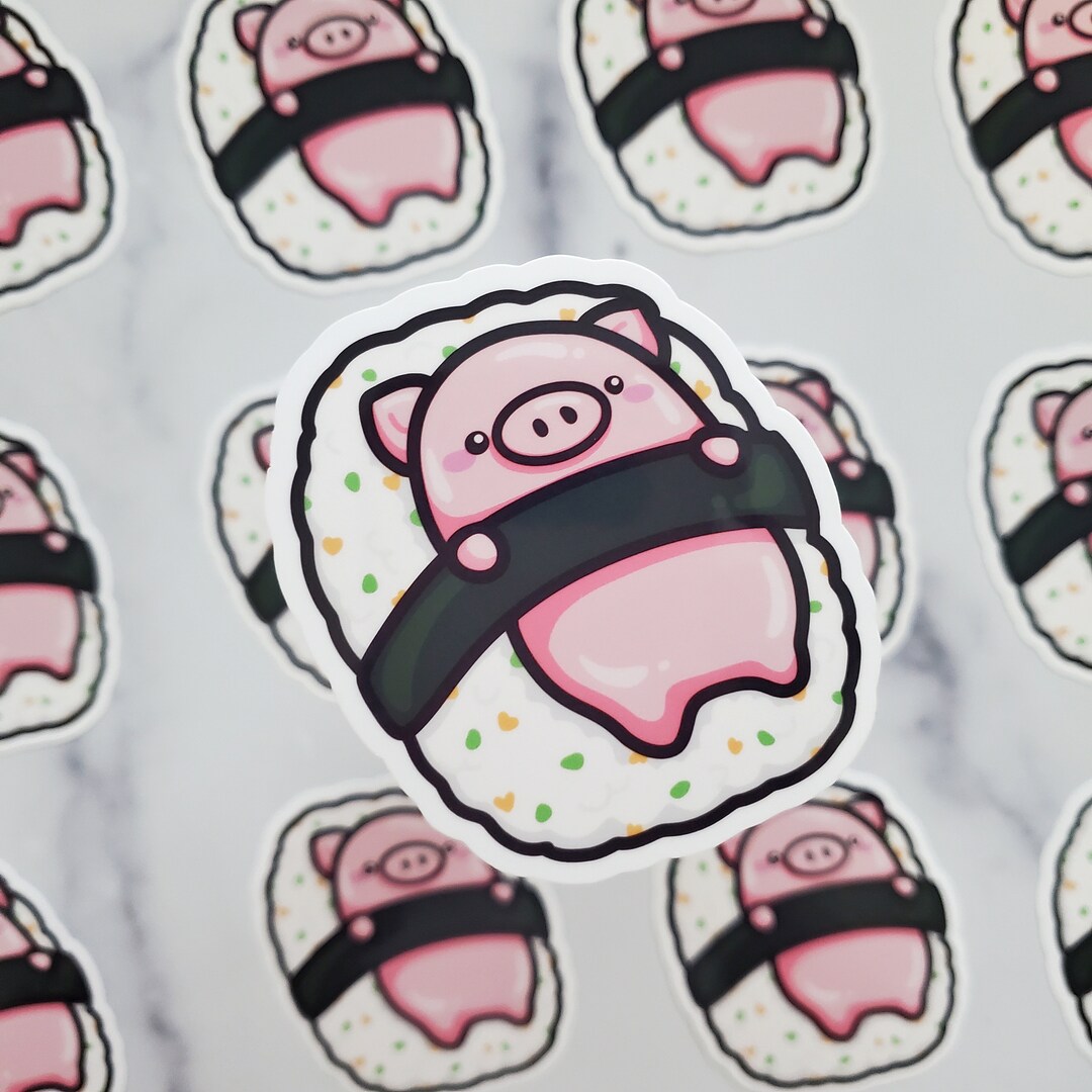 Piggy Musubi Vinyl Sticker: Kawaii Hawaiian Spam Musubi Decal - Etsy