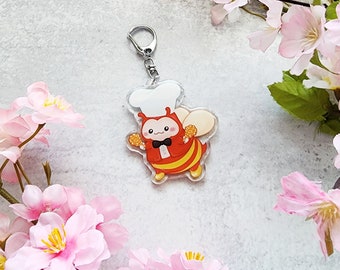 Happybee Acrylic Keychain, fried chicken, Filipino keychain, Filipino food art, Filipino artwork, Filipino gift, Philippines, pinoy art