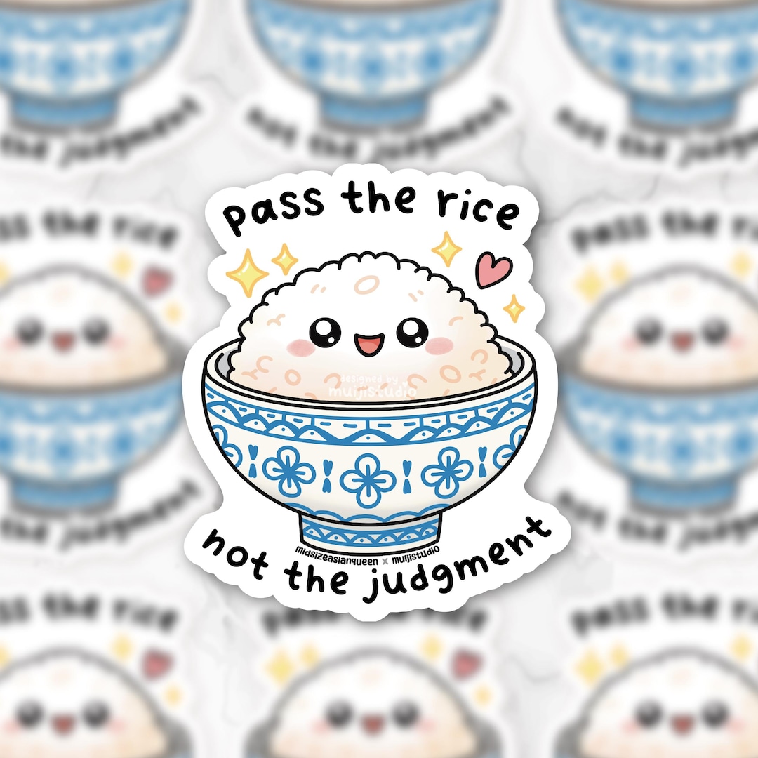 Pass the Rice Vinyl Sticker: Kawaii Foodie Decal - Etsy