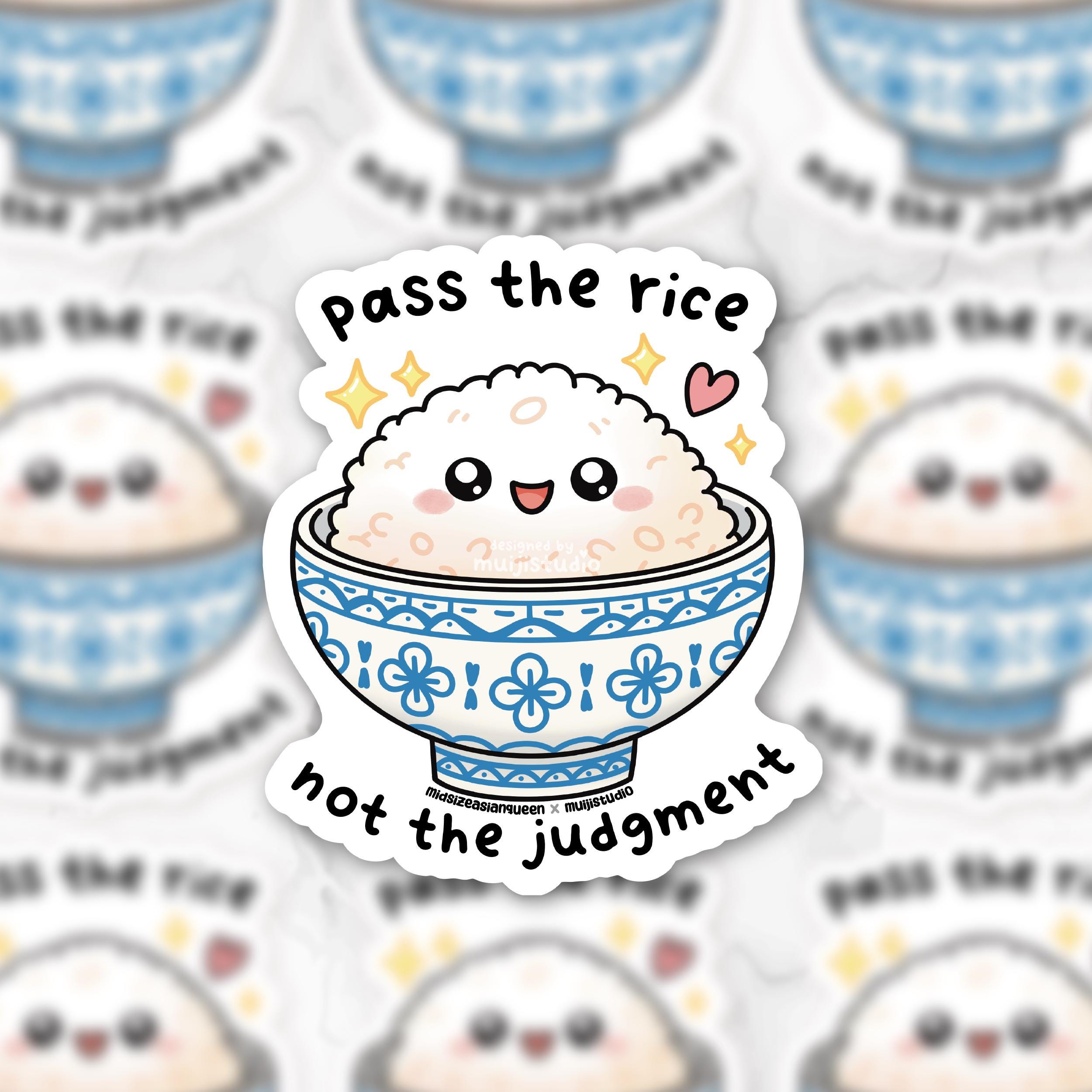 Pass the Rice Vinyl Sticker: Kawaii Foodie Decal - Etsy