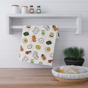 Dim Sum Kitchen Towel, High Absorption Dim Sum Kitchen Dining Towel Print Asian Chinese Food Foodie Dumplings Cooking Home Cook Chef