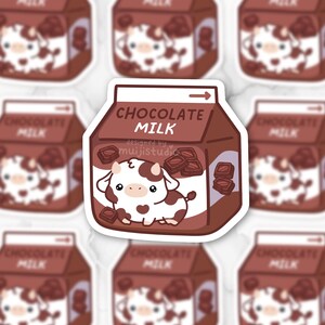 Cute Chocolate Cow Milk Sticker, milk lover, dairy lover, animal lover, milk sticker, foodie gift, kawaii, candy, chocolate, chocolate lover