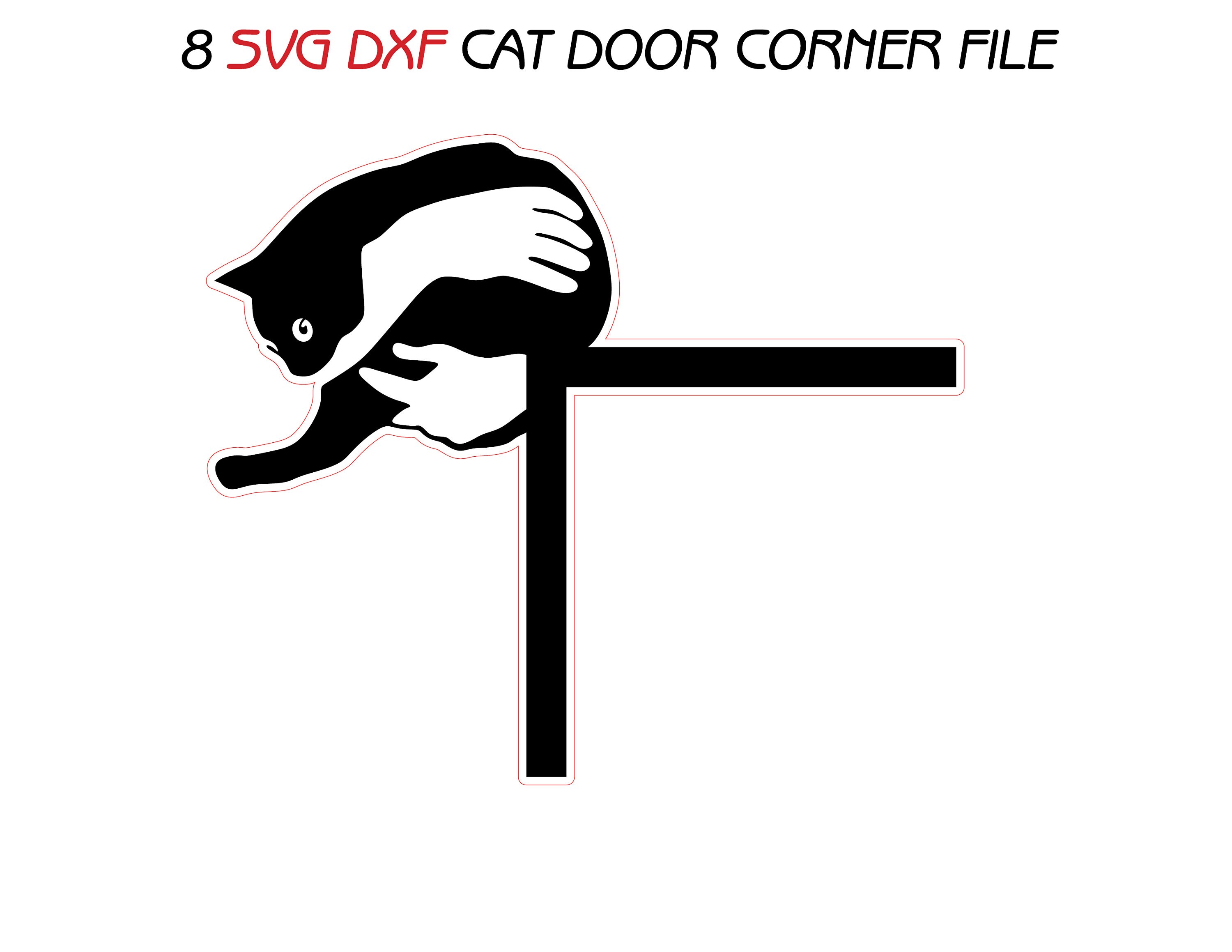 8 Svg Dxf Cat Door Corner Topper Bundle Wall Decor Frames Wood Etsy