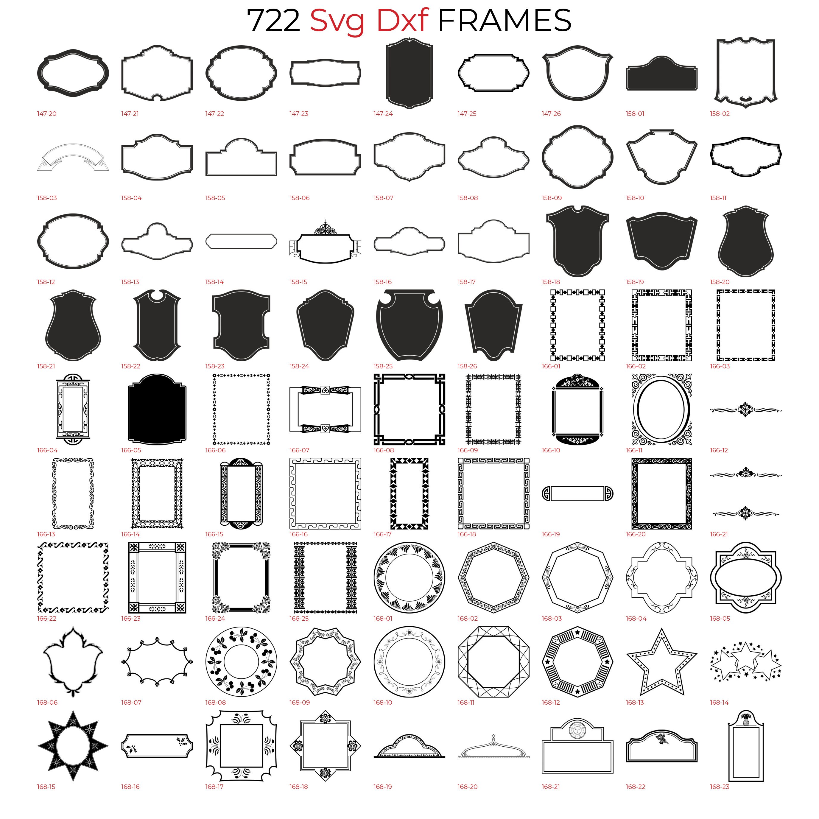 722 Svg Dxf Frames Bundle Wall Decor Frames Laser Files Heart Nature Decor Frames Etsy