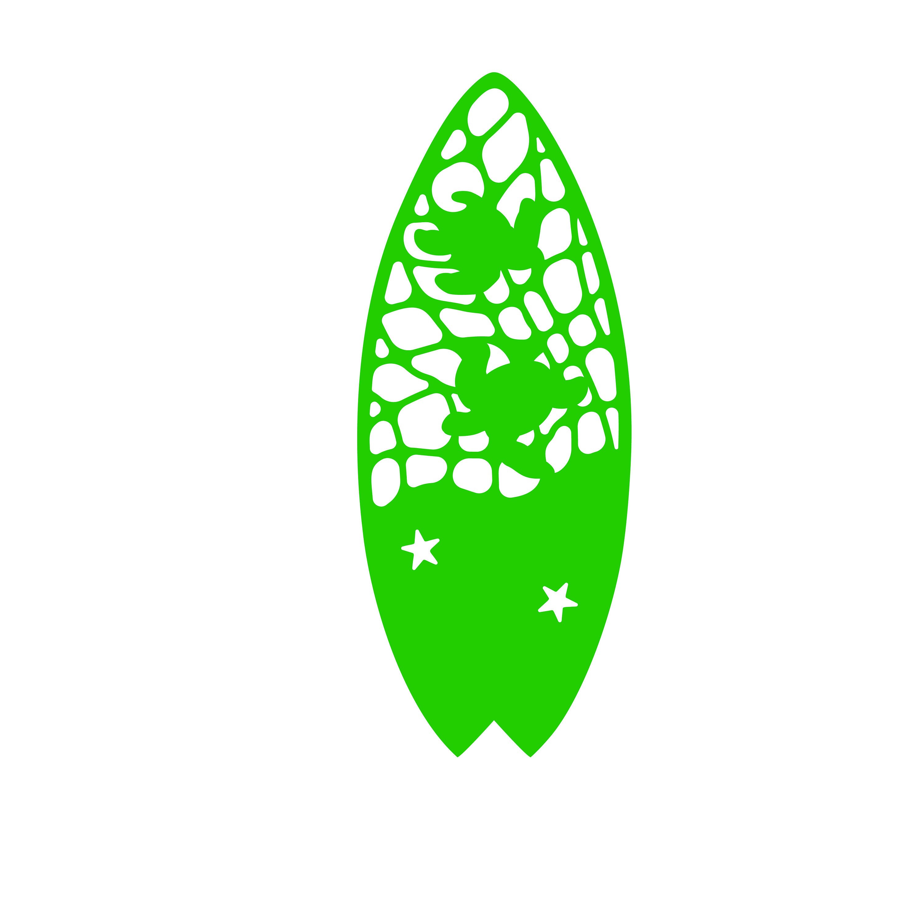 Surf Board 3 Layered 3d Laser Cut Paper Wood Metal Laser Cut Cricut Silhouette Vectoral SVG DXF