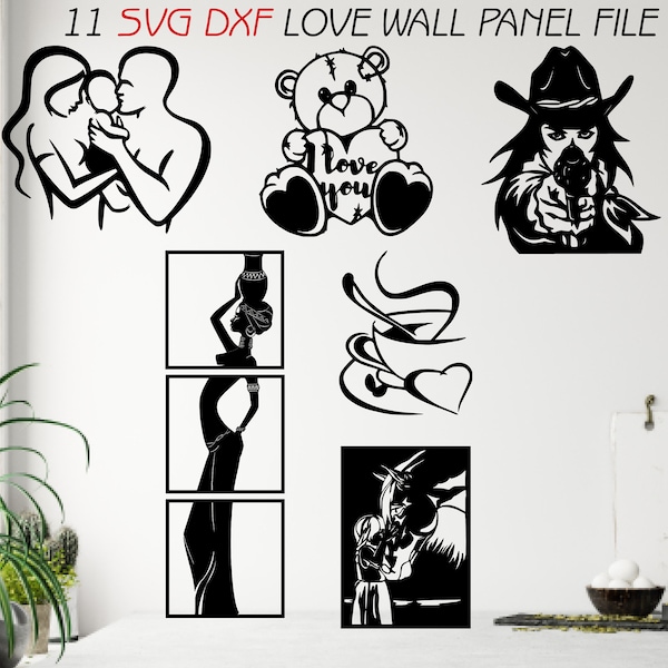 11 Svg Dxf Love Wall Decor Metal Wood Laser CNC Router Machine Vector Files