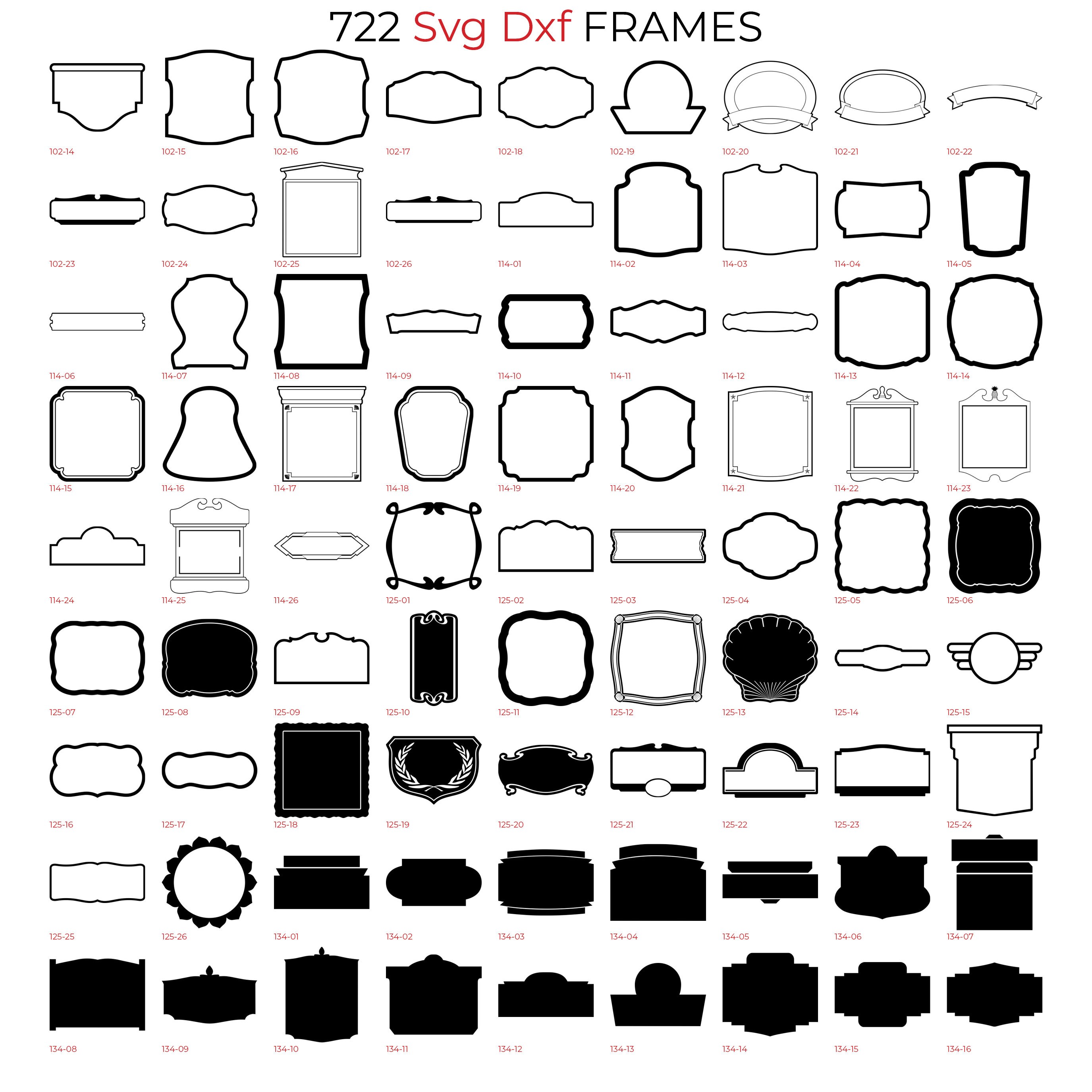 722 Svg Dxf Frames Bundle Wall Decor Frames Laser Files Heart Nature
