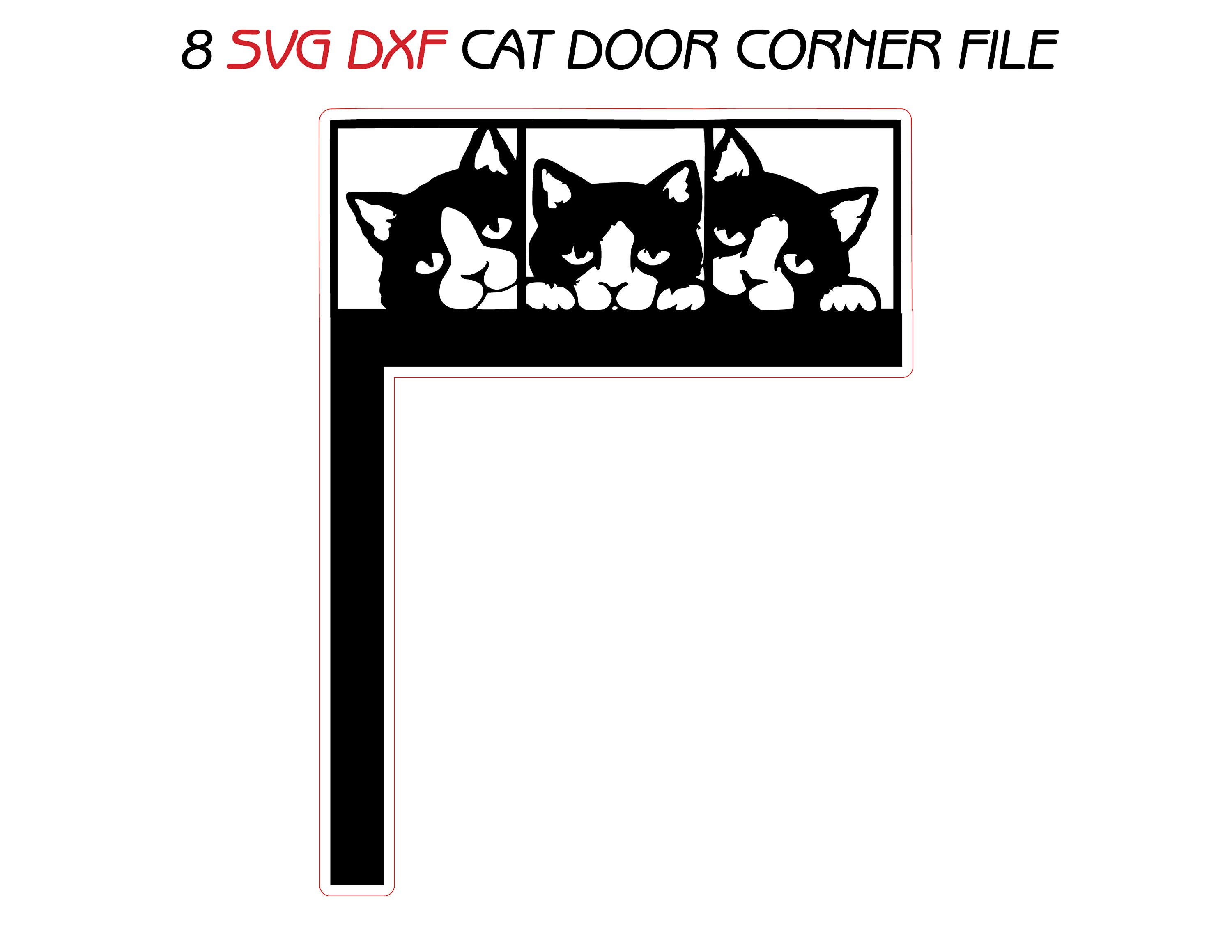 8 Svg Dxf Cat Door Corner Topper Bundle Wall Decor Frames Wood Metal