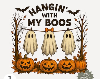 Guirlanda Fantasma PNG: Design de Camiseta Assustadora de Halloween (Download Digital)