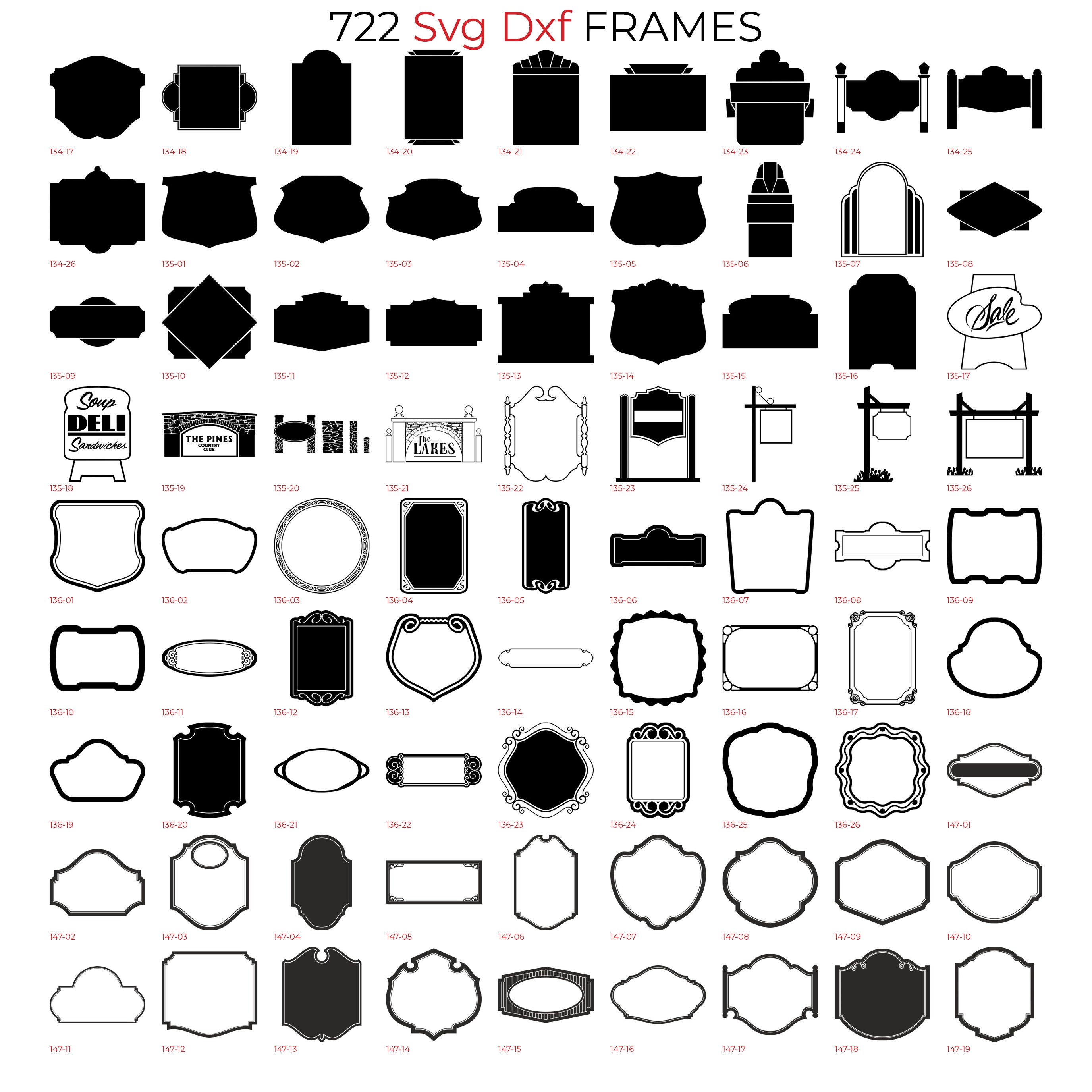 722 Svg Dxf Frames Bundle Wall Decor Frames Laser Files Heart Nature