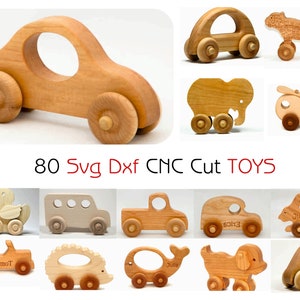 80 SVG DXF Toys Cnc Cut Bundle for Cutting Machine Natural Wood Montessori Kids Scroll Saw Jig Saw Toys