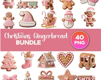 Christmas Gingerbread Clipart Bundle 40 PNG Graphics (Digital Download)