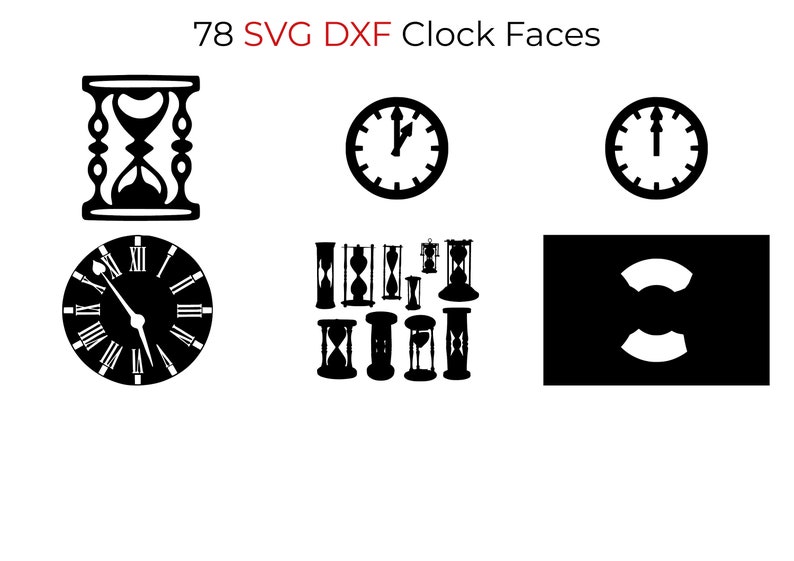 78 SVG DXF Wall Clocks Faces File Bundle for Laser Cutting Machine Wood
