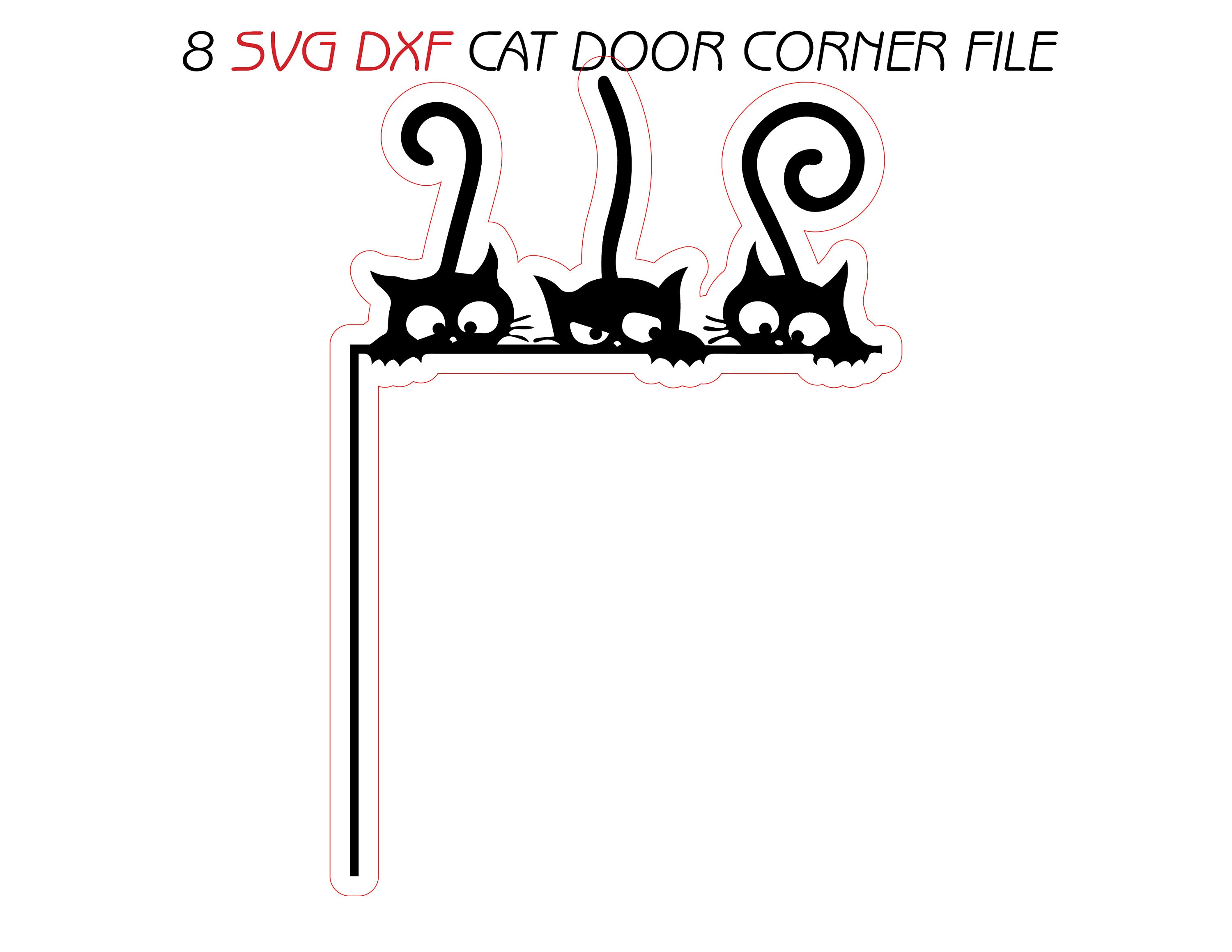 8 Svg Dxf Cat Door Corner Topper Bundle Wall Decor Frames Wood Metal