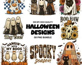 Pacote de PNGs de Halloween: Estampas assustadoras para camisetas - Download digital