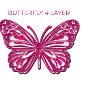 Butterfly 4 Layered 3d Laser cut paper wood metal laser cut Cricut Silhouette Vectoral SVG DXF File Multilayer Wood Art