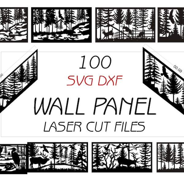 100 SVG DXF Wall Panel Bundle for Metal Plasma Laser CNC Cutting Machine Wall Decor Wood Vector Files