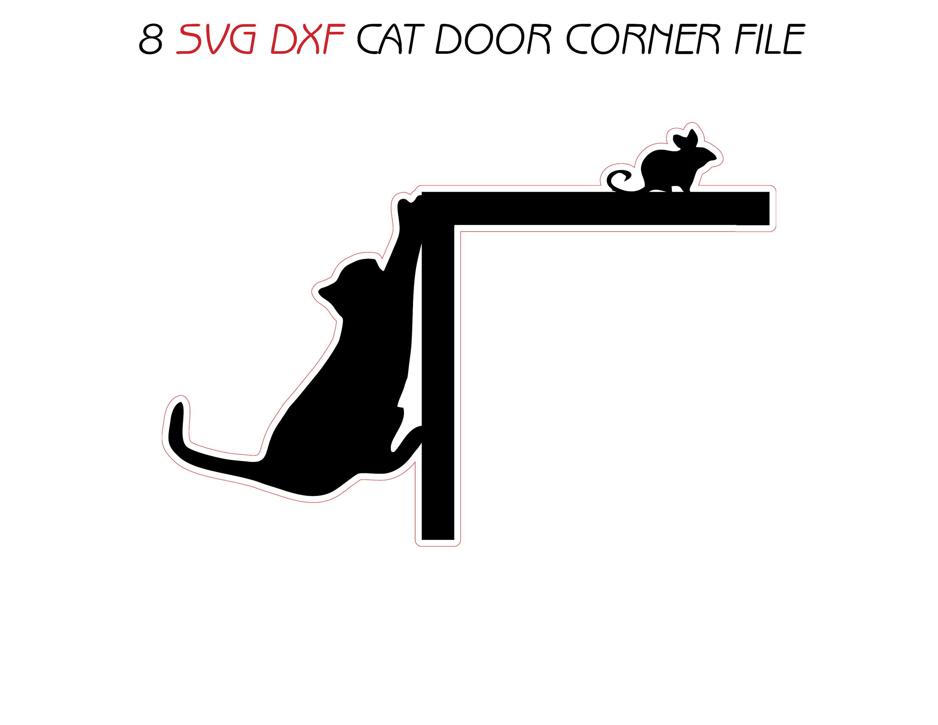 8 Svg Dxf Cat Door Corner Topper Bundle Wall Decor Frames Wood Metal