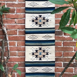 Zapotec design 2 / blue tones / hand made / wool rug image 2