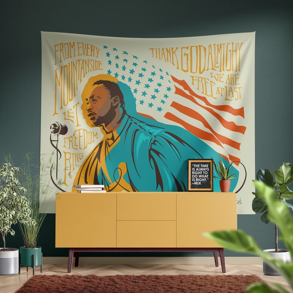 Martin Luther King Jr. Quotes Wall Tapestry | MLK Pop Art Poster | Black and African American Civil Rights History | Black Lives Matter Art