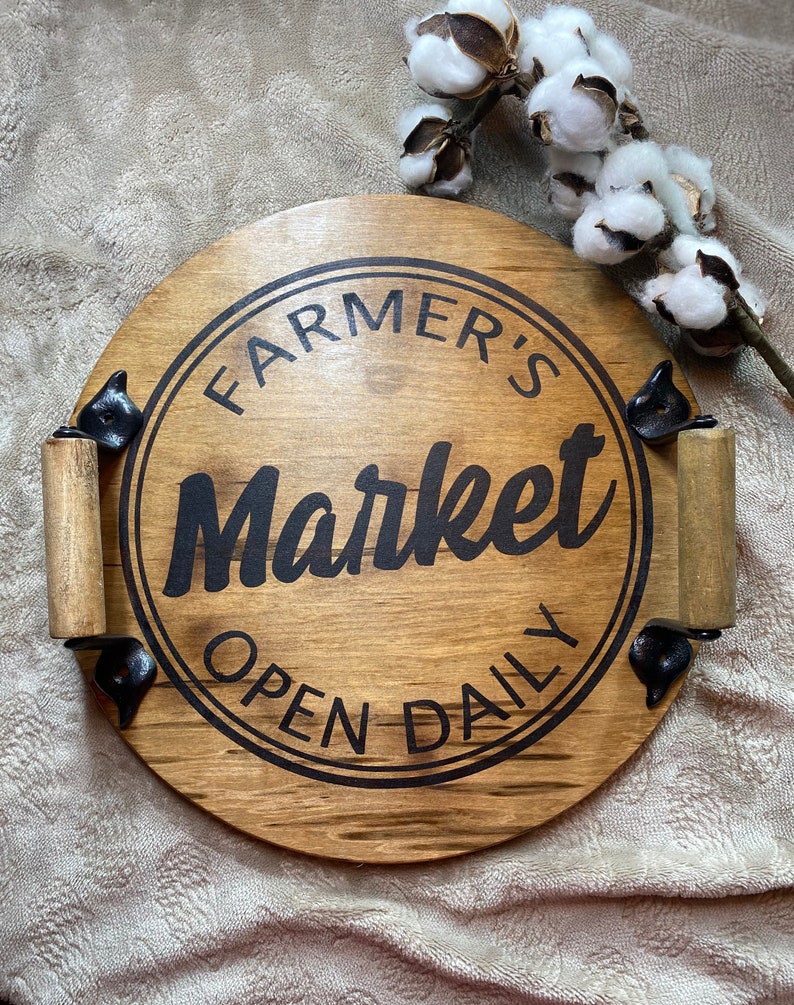 Wood Serving Tray Coffee Bar Decor Rustic Tray Round Wood Etsy