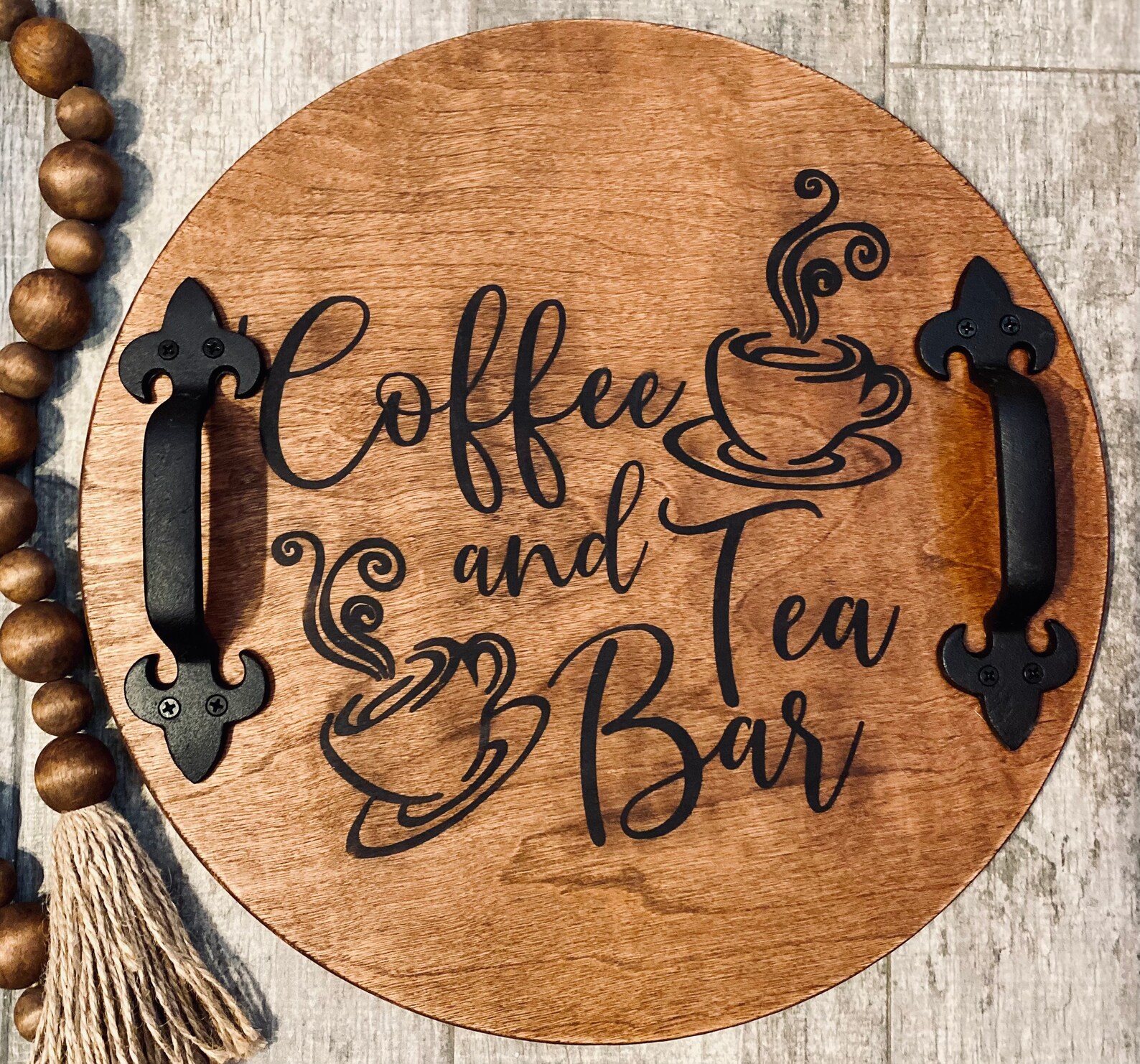 Tea Bar Decor Wood Serving Tray Coffee Bar Decorative Tray Etsy