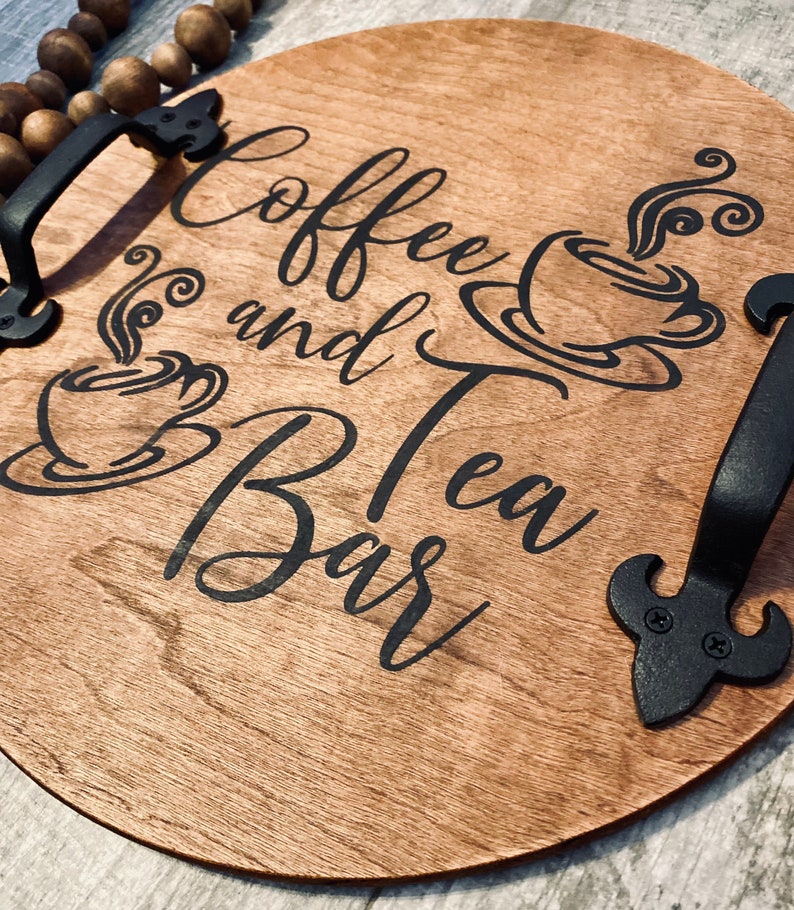 Tea Bar Decor Wood Serving Tray Coffee Bar Decorative Tray Etsy