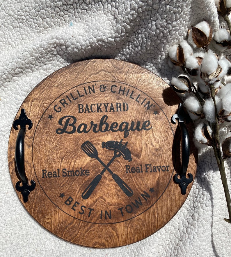 Birthday BBQ Gift Grill Gift for Dad Wooden Serving Tray Etsy
