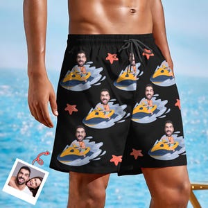Custom Face Swim Trunk,Personalized Photo Men Beach Shorts,Hawaiian Swim Trunk for Husband/Boyfriend/Dad,Bachelor Party,Vacation Gag Gift