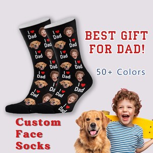 Personalized Socks,Custom Face Socks,Fathers Day Socks,Funny Faces on Socks,I love Dad Socks Gift,Custom Father&#39;s Day Gift,Birthday Socks