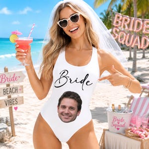 Personalized Bride Swimsuit, Personalized Face Hen Suit, Women's One-Piece Swimwear,Gift for her