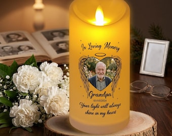 Custom Photo In loving Memory Flameless Candles Gift,Personalized LED Candles with Picture & Name