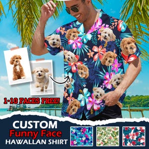 Custom Hawaiian Shirt with Dog Face Personalized Hawaii Shirt with Any Images Gag gift Bachelor Party Costume Men Shirts Gift for Dad